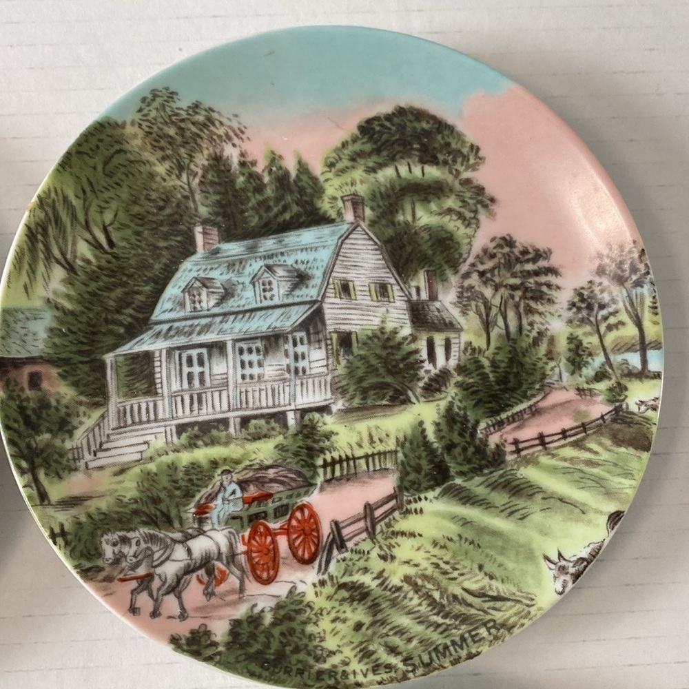 Currier and Ives Four Seasons Vintage Plates - Picture 4 of 11